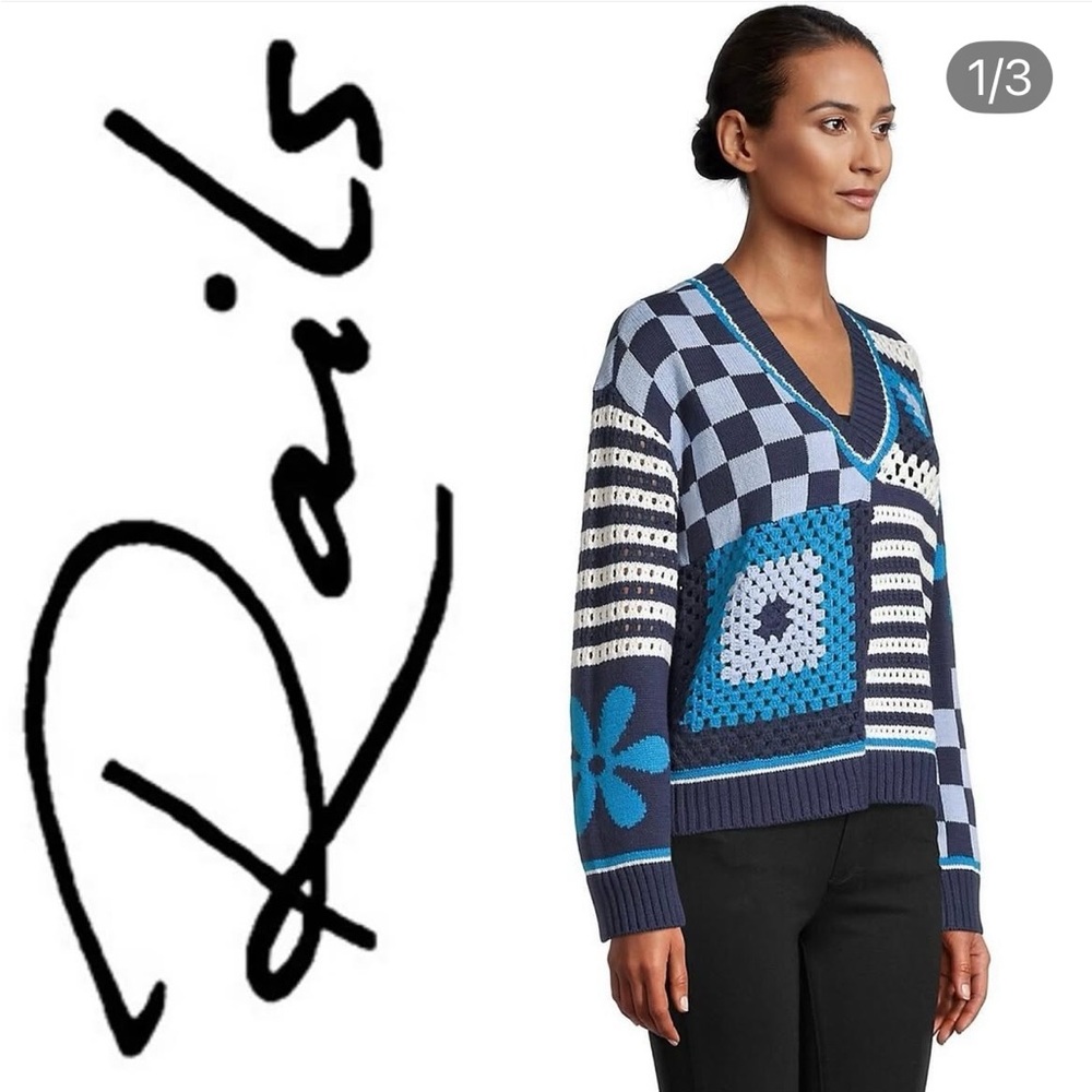 Rails Women's Joni Blue Patchwork Sweater